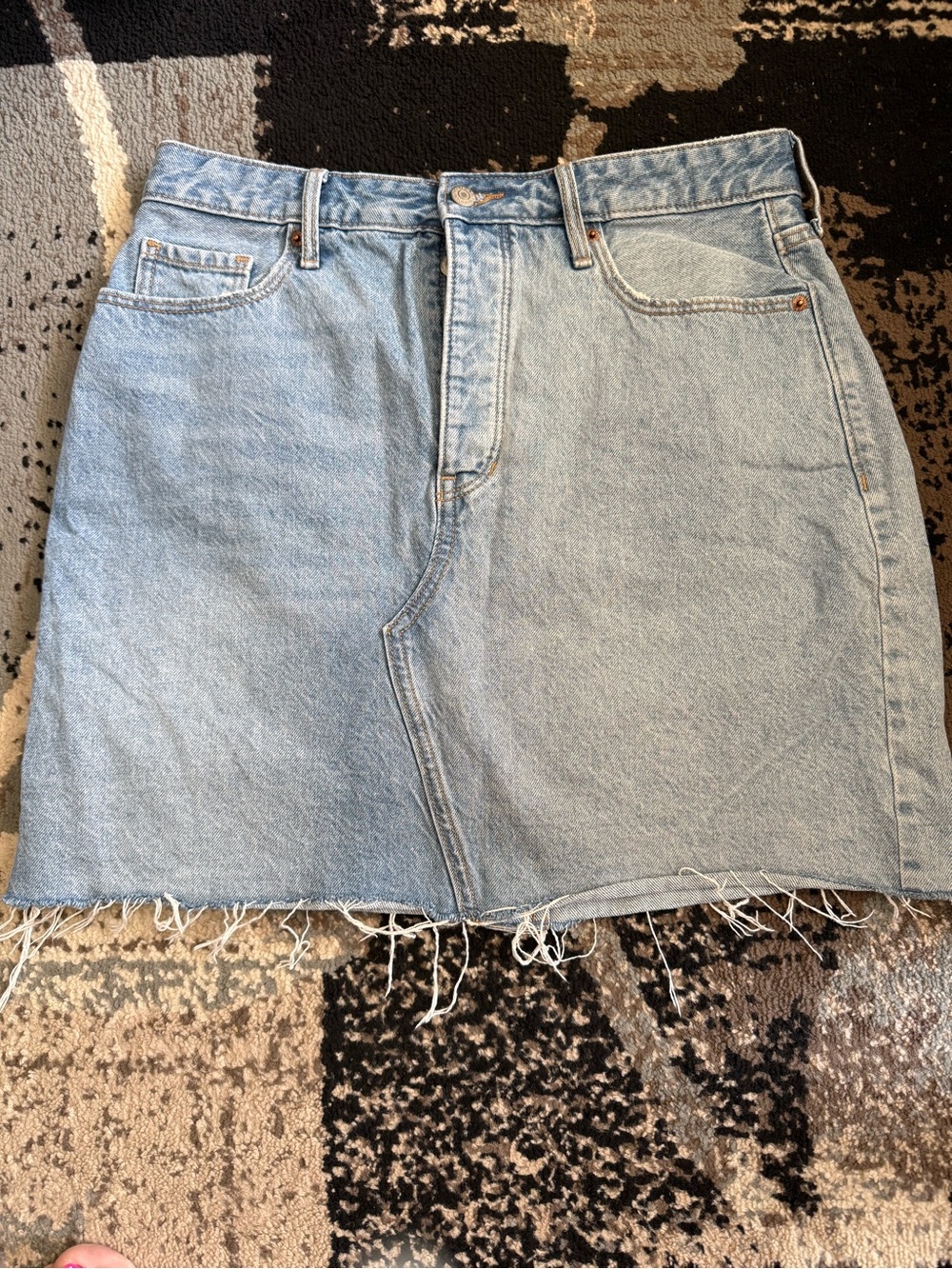 Old Navy Light Blue Denim Mini Skirt with Frayed Hem